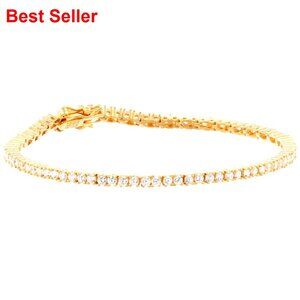Plated Sterling Silver Round Cut Cubic Zirconia Tennis Bracelet